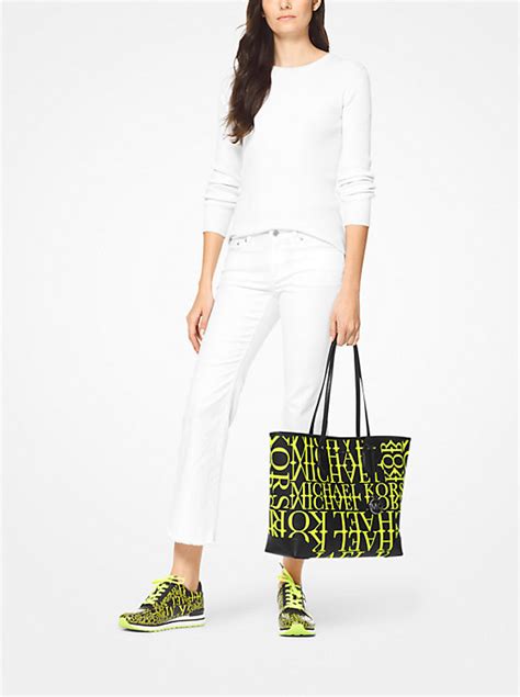 michael kors newsprint logo|Eva Large Newsprint Logo Leather Tote Bag .